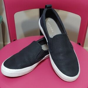 Sperry Perforated Black Slip-On Shoes